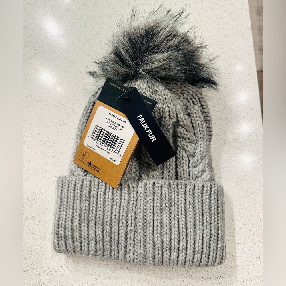 The North Face Knit Beanie with Faux Fur Pom